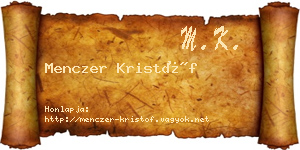 Menczer Kristóf névjegykártya